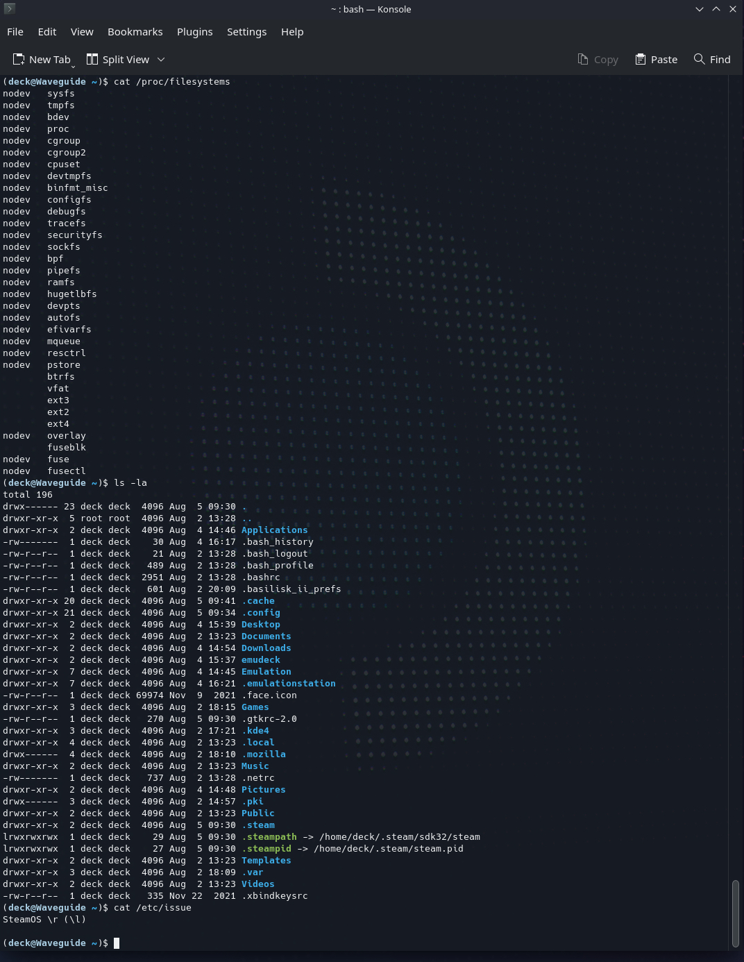 bash via KDE Konsole